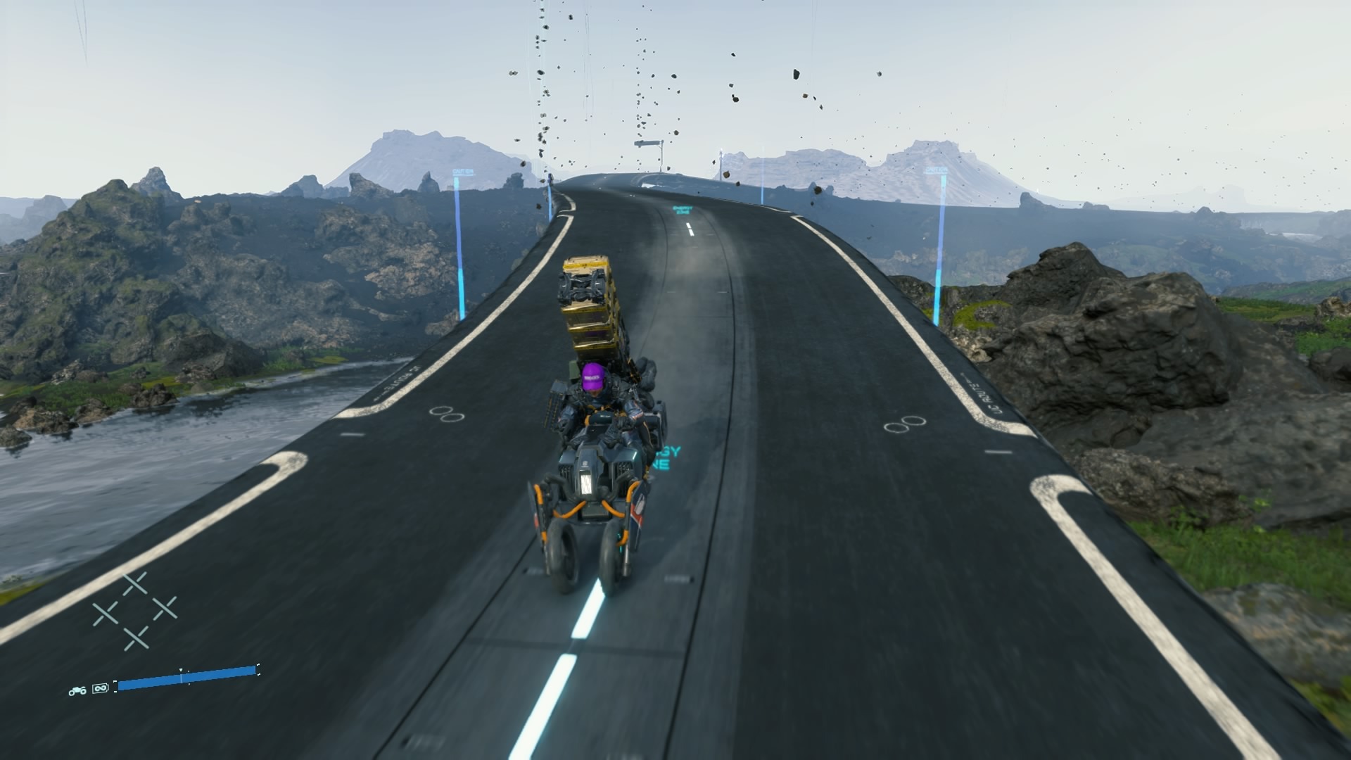 Sam en motocicleta en Death Stranding