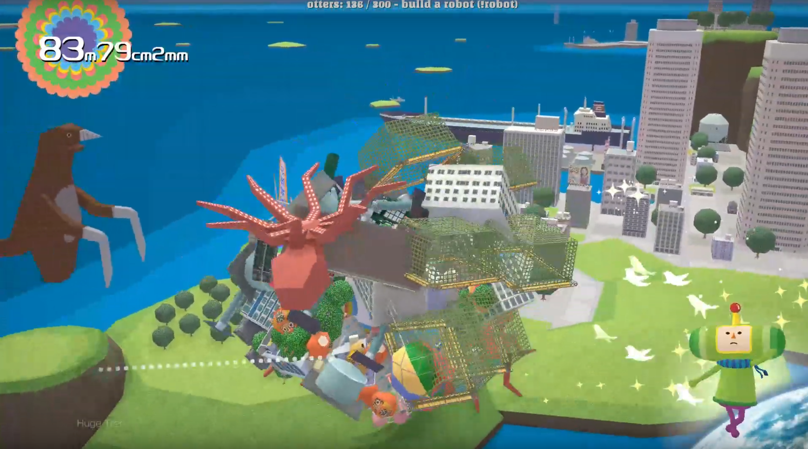 Katamari con rascacielos y pulpos