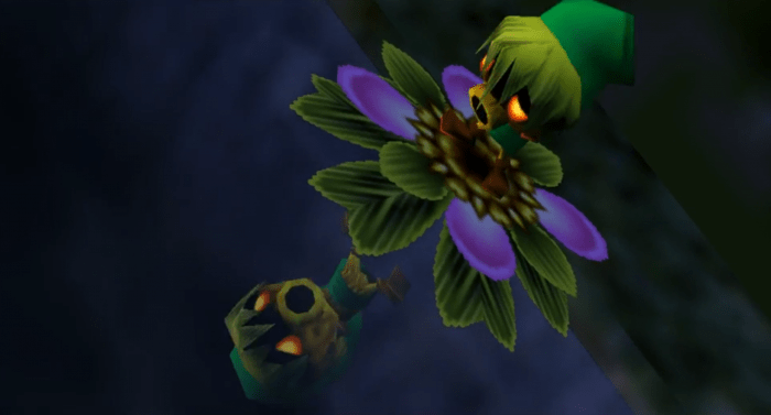 Link mirandose como un Deku horrorizado