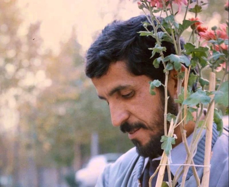 Portada de la pelicula con Sabzian detrás de unas flores