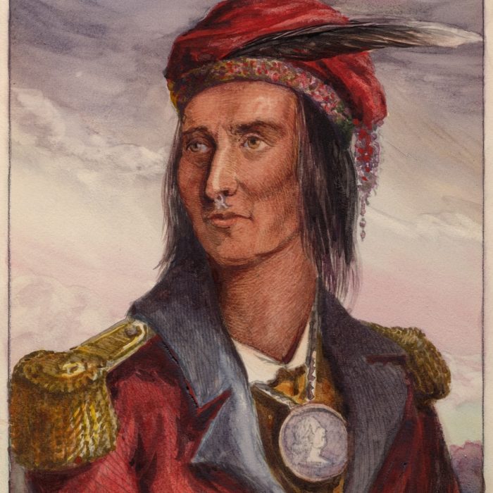 Retrato de Tecumseh con uniforme militar