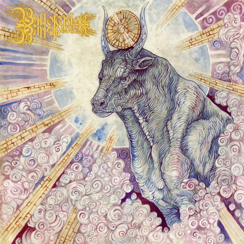 Portada del album: un toro con un disco solar emanando luz, rodeado de nubes